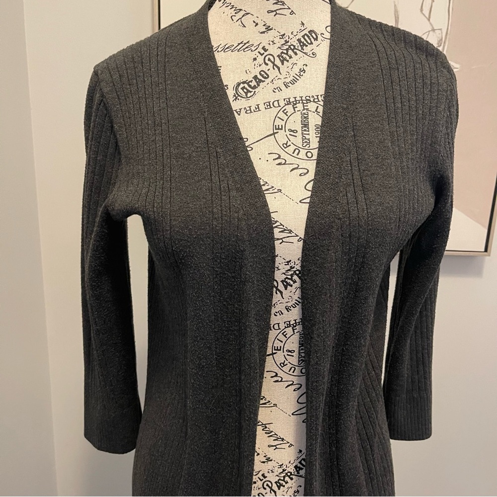 Cable & Gauge Black Open-Front Cardigan Sweater Size Small - Picture 3 of 12